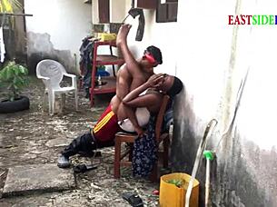 our landlord's daughter insisted on outdoor fucked with me and my guy