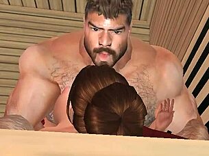 Security cam captures old man fucking cheerleader in sauna