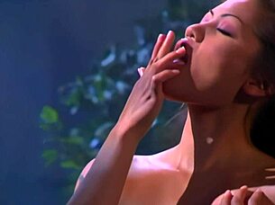 pretty brunette rides partner in nature setting