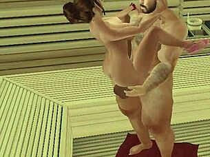 Security cam captures old man fucking cheerleader in sauna