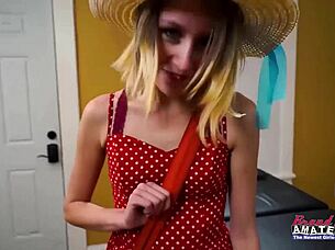 horny blonde cutie pixie pie finger fucks her pussy and gets banged