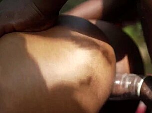 Wow, big dick action in the forest with big tits! 😍