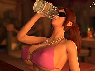 tavern wench participates in challenge game with anime style