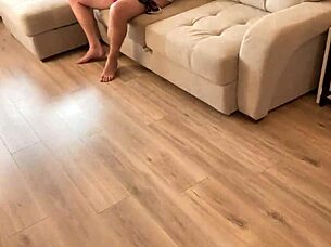 stepsister jerks cock with panties and gets cum on tits!