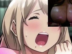 Busty coworkers tease in cosplay costumes.