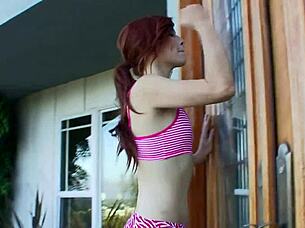 Cute Hot Redhead Lesbian Kisses and Muff Dives Skinny Girlfriend Bisexually