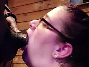 white slut wife loves sucking big black cock bareback