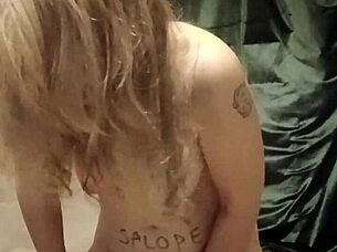 french slave performs solo session with chains and clamps