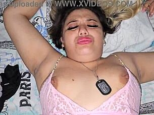 blonde latina gets fucked before bed in pajamas on the bed