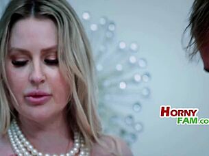 The step mom got caught giving forbidden lessons to the teen in a taboo threesome