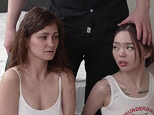 stepfather punished my stepsister and made me participate in dirty humiliation