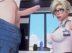 mercy performs a sucking action in the game