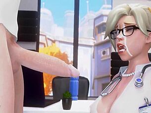 mercy performs a sucking action in the game