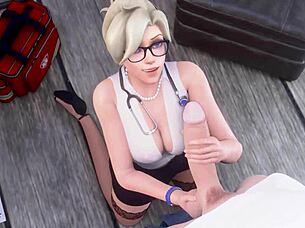 mercy performs a sucking action in the game