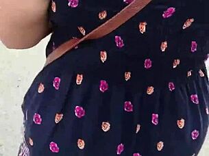 I follow and lift her skirt in the street, flashing her huge blonde ass 😏