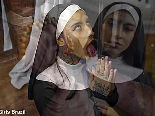 A very hot and naughty brazilian nun with tattoos and a fat ass