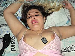 blonde latina gets fucked before bed in pajamas on the bed