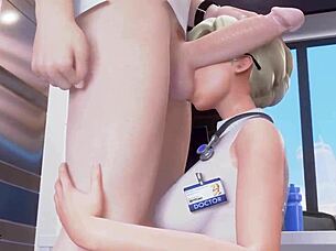 mercy performs a sucking action in the game