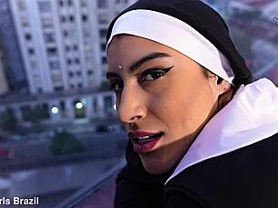 A very hot and naughty brazilian nun with tattoos and a fat ass