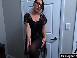 alex legend intensely fucks sweet lily labeau in glasses, deepthroating and muff diving