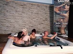 First Orgy In A Swinger Club With Redhead And Blonde