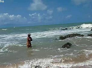 Showing everything on nudist beach, guys crazy for blowjob and anal?
