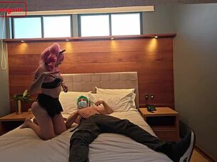 Zoro in cosplay gets blowjob, cowgirl ride, and creampie in bisexual roleplay.
