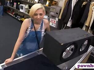 Blondie Babe Sells BF's Subwoofer and Gets Pounded – Hidden Cam Reality?
