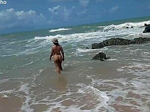 Showing everything on nudist beach, guys crazy for blowjob and anal?