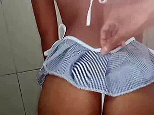 I ate the tattooed schoolgirl in the bathroom during an interracial amateur encounter