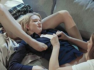 Bree Haze teaches new lesbian students with muff diving and dildo play