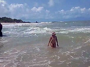 Showing everything on nudist beach, guys crazy for blowjob and anal?