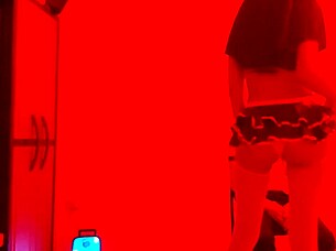 a scruffy man invites us to an exclusive catwalk to perform a dance in lingerie