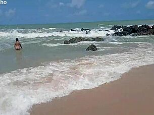 Showing everything on nudist beach, guys crazy for blowjob and anal?