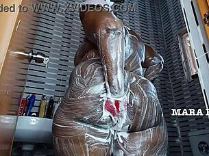 Shower time with mara exotic's big ass milf moaning 😍