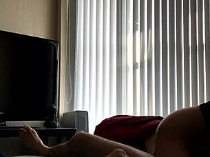 The Asian beauty with big tits rides the cock passionately in this intense scene