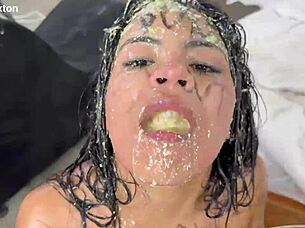 What a Pukefest for Tiny Anal Slut Michy Perez – No Mercy!