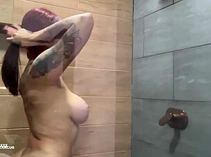 Spying on stepsis in shower leads to hard fucking
