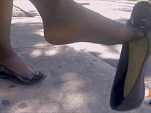 Candid Shoeplay With Stockings And Flats