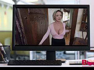 Stepson titty fucks mother-in-law's big boobs