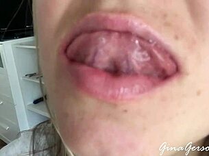 Tongue saliva throat fetish with young 18+ blonde amateurs