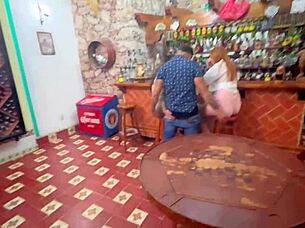 Two bisexual lesbians are seduced by a handsome guy who fucks them in the bar and leaves them creampied.