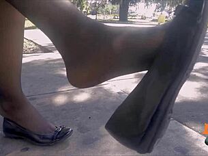 Candid Shoeplay With Stockings And Flats