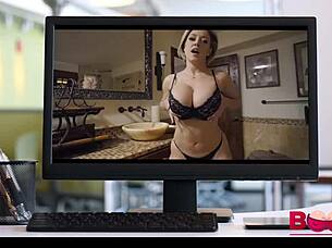 Stepson titty fucks mother-in-law's big boobs