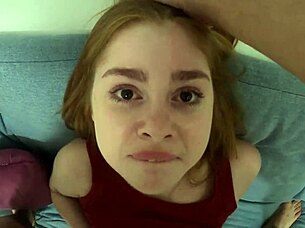 Beautiful teen 18+ handles oversized dick with deepthroat blowjob.