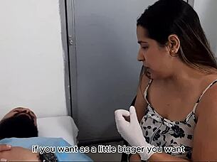 Oops, doctor massages patient’s cock to grow bigger, gets excited, wants it all inside - Spanish porn!