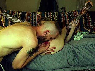 tiny goth girl meets uncle with monster cock. she sucks and fucks him hard.