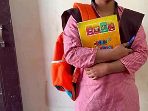 young college girl rides teacher in bedroom