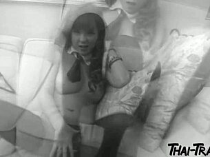 Stunning petite Thai teen ladyboy with small tits gets her ass fucked in Bangkok.