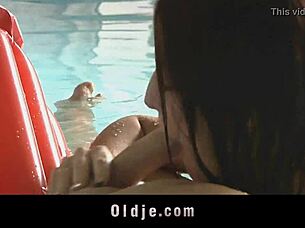 Sweet Redhead Teen 18+ Sucking Old Cock At The Pool